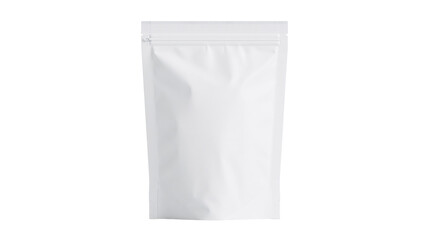 Blank white resealable pouch with zipper closure, isolated on transparent background © PROSTOCK