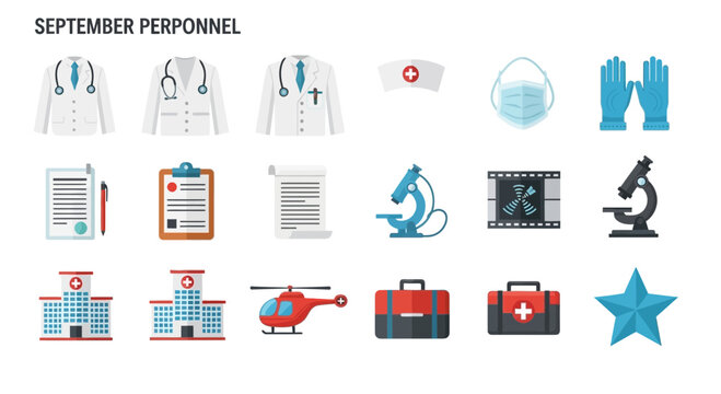 Medical emergency response team personnel icons.