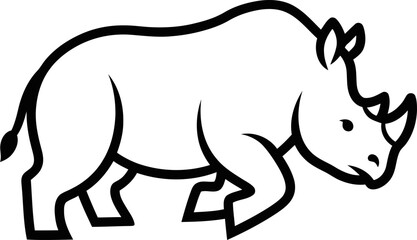 Simple Line Art Rhino Illustration - Vector Graphic © teressa