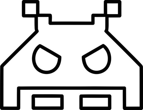 Pixelated Alien Invader Icon - Retro Video Game Character Design