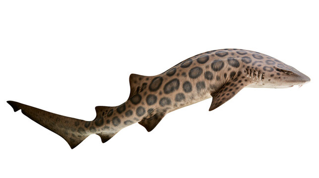 Leopard shark with distinctive spots, isolated on transparent background