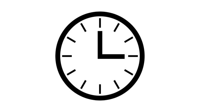 Simple black analog clock face showing 3 o clock, isolated on transparent background