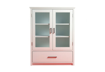 Obraz premium White Cabinet with Glass Doors Transparent Background