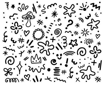 minimalist retro hand drawn abstract sketches pack background doodle