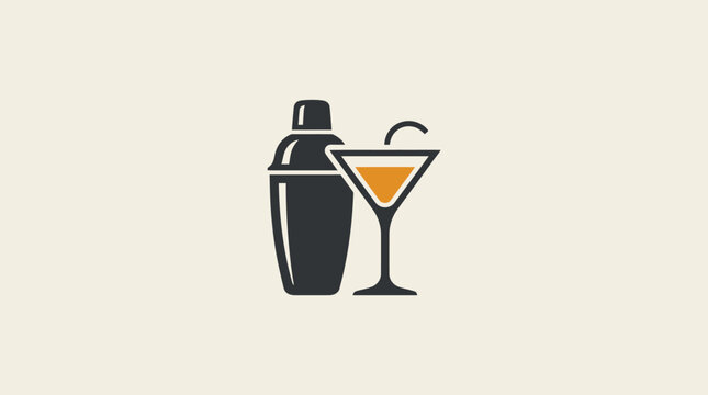Cocktail shaker and martini glass icon.