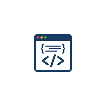Coding symbol on computer screen.
