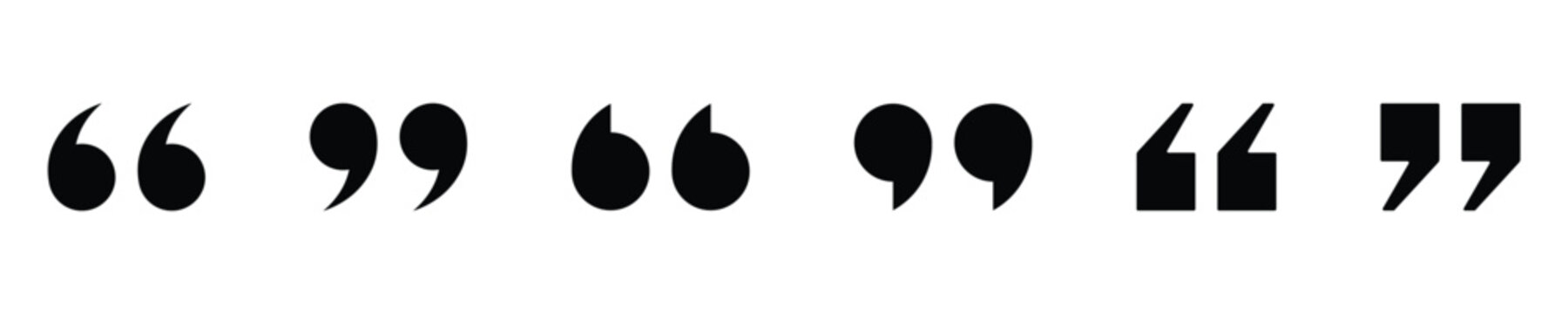 Quote marks icon set with speech commas and quotation symbols vector collection isolated on transparent background
