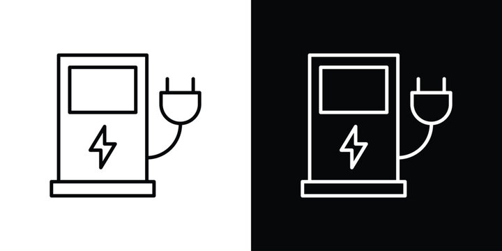 Charging station icon outline design collection. EPS10