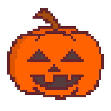 Halloween pumpkin jack o lantern pixel art handdrawn