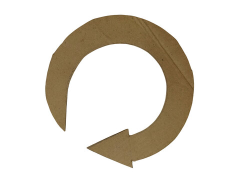 Minimalist brown arrow looping back on itself