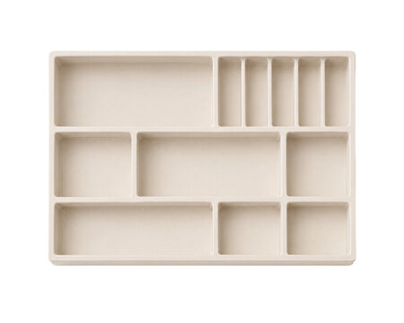 Organizational tray with multiple compartments isolated on transparent background