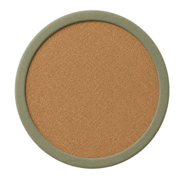 Round cork and fabric coaster isolated on transparent background