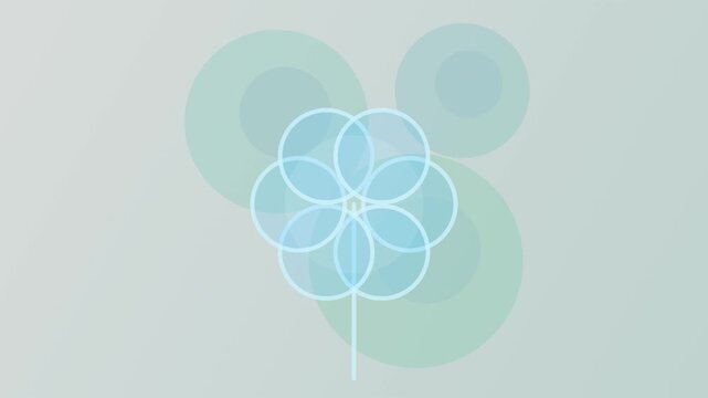 Abstract Geometric Flower Animation with Overlapping Circles on Pastel