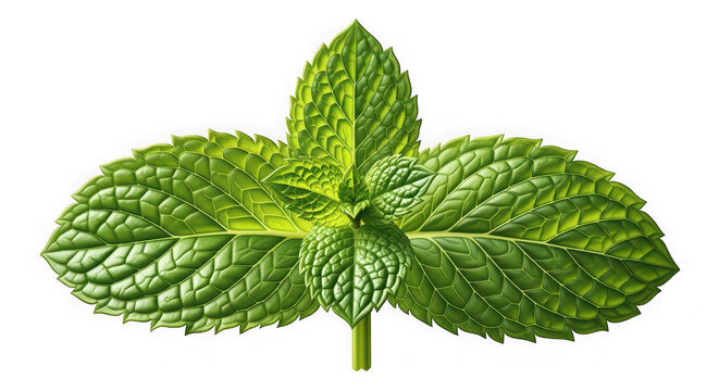 Fresh green mint leaves isolated on a transparent background herb