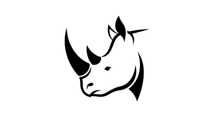 Minimalist rhino head profile silhouette mascot logo. © Roy