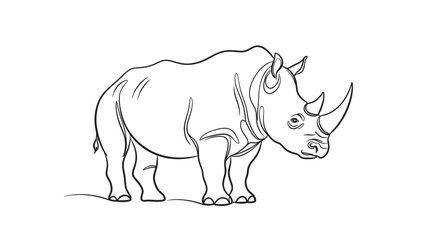 Minimalist rhino line art illustration profile view. © Roy