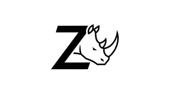Minimalist rhino head integrated with capital letter Z logo.