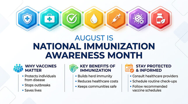 National immunization awareness month august educational infographic graphic