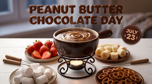 Peanut butter chocolate fondue, sweet treats, dessert, food, July 23rd celebration