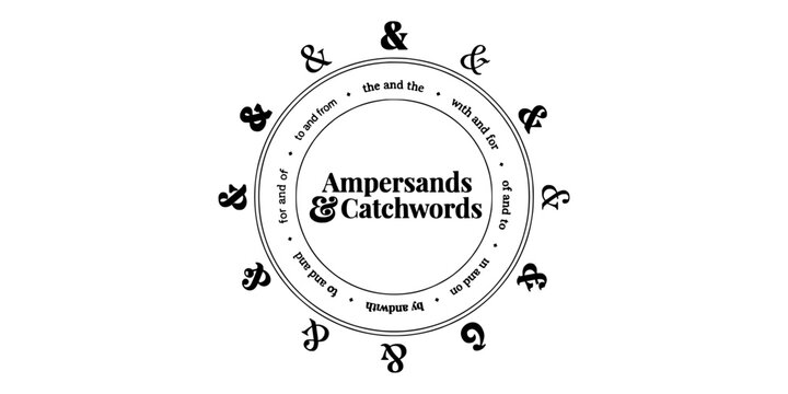 Ampersands and Catchwords in a Circular Design with Various Ampersand Symbols Around the Text Featuring Typography, Logo, Symbol
