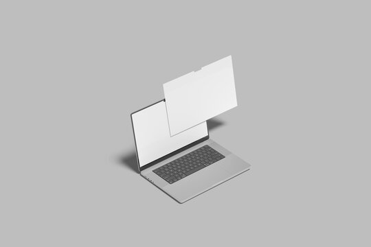 Premium Quality Multi Screen Laptop Blank Mockup