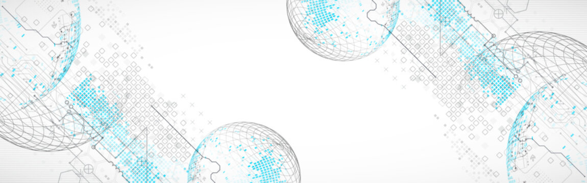 Science and technology background using hexagon and sphere shapes. Vector.