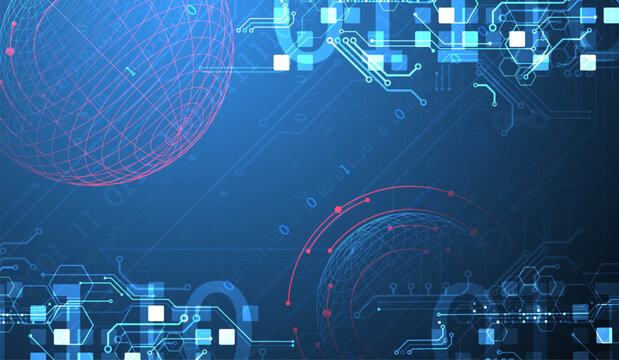 Technological vector background with colored spheres.
