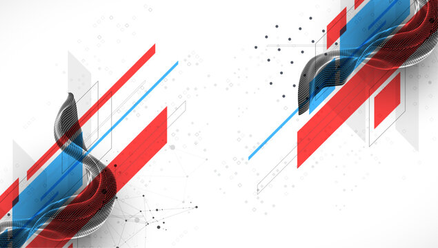 Modern abstract wave art background is made in a frame style. Template for science and technology presentation. Vector.
