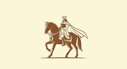 Obraz premium King riding a horse profile logo design