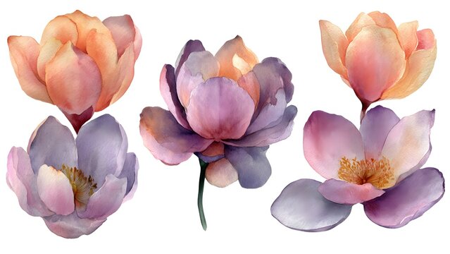 Delicate Painted Tulips in Soft Pastel Tones