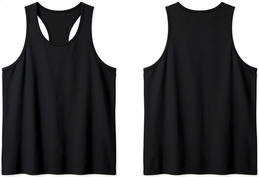 Black sleeveless tank top for active sports&mdash;blank garment.