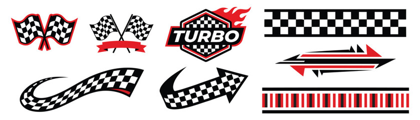 Obraz premium Racing checkered flag collection vector graphics for motorsports design