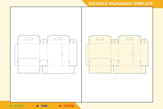 Kraft gable box dieline with handles layout showing technical fold lines and precise cutting guide configuration for retail or gift box production tasks