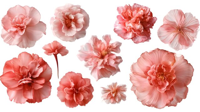 Soft Pink Carnations Array in White Space