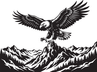 Fototapeta premium Eagle Mountain Silhouette Vector