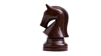 Dark polished wood chess knight piece, isolated on transparent background © Elena