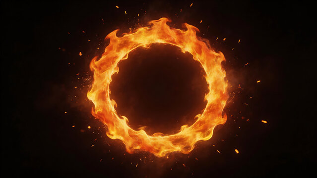 Flaming circular fire ring