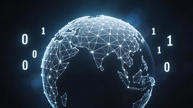 Globe with digital network connections