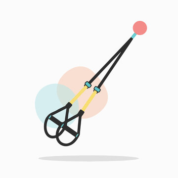 Suspension training straps vector illustration. Minimalist flat design fitness equipment icon. Gym workout and weight loss concept isolated on white background