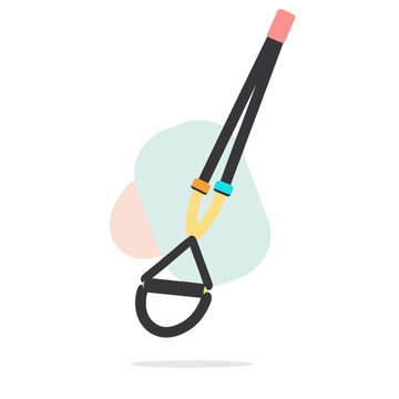 Suspension training straps icon. TRX fitness equipment for home workout. Flat vector illustration