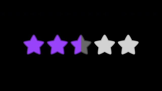 Ranking star icon purple (2.5) with alpha channel.