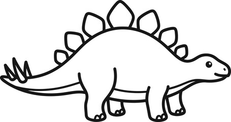 Cute Stegosaurus Dinosaur Outline Drawing, Simple Vector Art, Isolated on White © Putri
