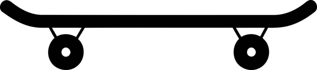 Black silhouette of a skateboard on a white background. Simple, clean design. © Putri
