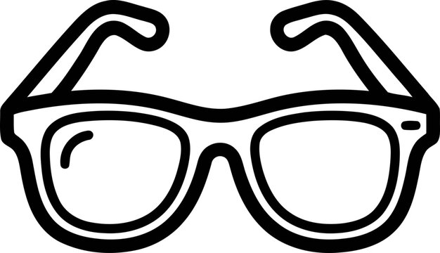 Black and white icon of hipster glasses on a white background, vector illustration