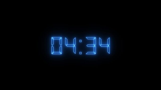 5 minute stopwatch , analog neon clock icon animation .5 minute countdown timer