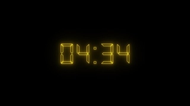 5 minute stopwatch , analog neon clock icon animation .5 minute countdown timer