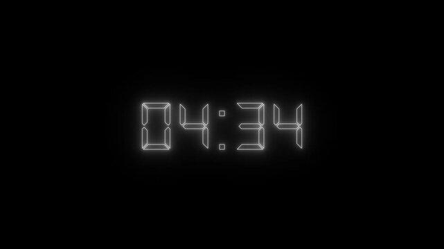5 minute stopwatch , analog neon clock icon animation .5 minute countdown timer