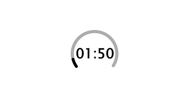 2 minutes circle countdown, two minute timer countdown animation, animation on two minutes round circle countdown on a transparent background.