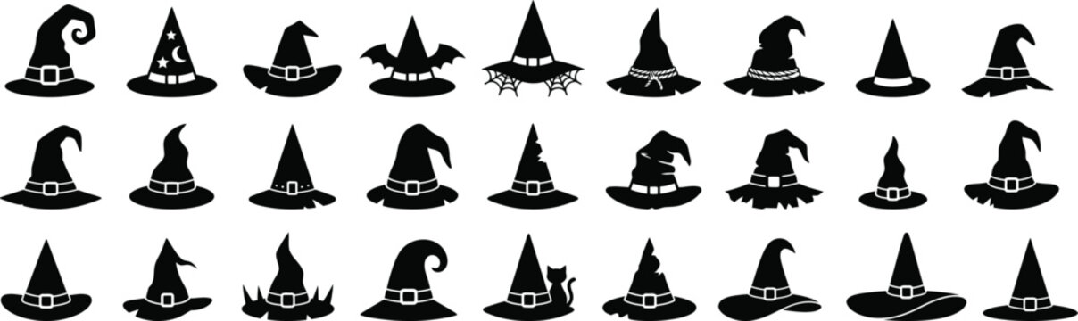 Oct 31 halloween diverse collection of black witch hats for seasonal designs