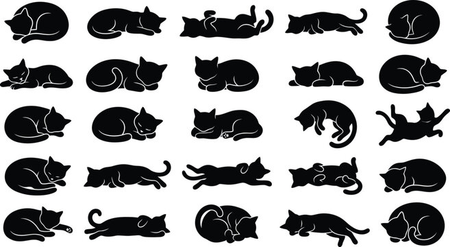 Black cat silhouettes for oct 31 halloween decorations spooky designs